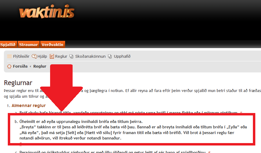 Vaktin.is - Reglur (Óheimilt er að eyða upprunalegu innihaldi bréfa eða titlum þeirra).png